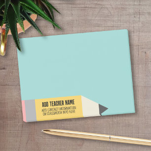 Modern Pencil with Teacher and Classroom Info Post-it Notes