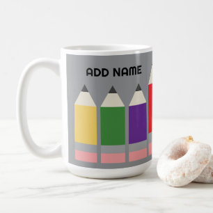 Modern Pencil with Teacher Name Coffee Mug