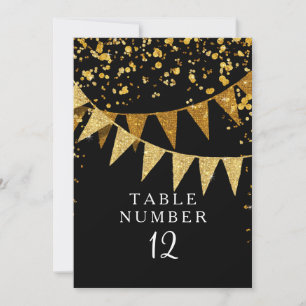 Modern Pennant Banner w Glitter Falling Confetti Invitation