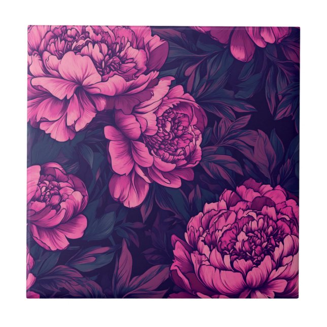 Modern  Peonies Ceramic Tiles  For Rustic Kitchen (Front)