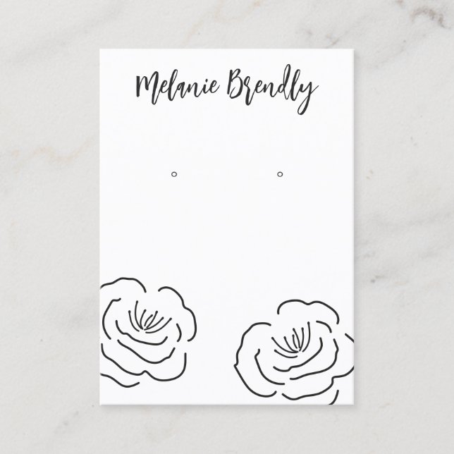 Modern Peonies Floral Jewellery Earring Display Business Card (Front)