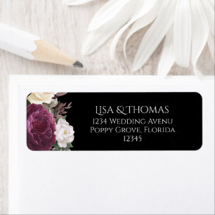 Modern Peonies Wedding Invite Return Label