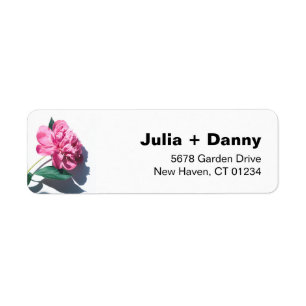 Modern Peony Flower Return Address Label