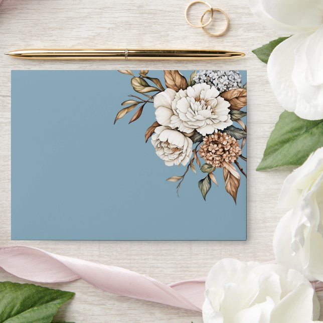 Modern Peony & Hydrangea Powder Blue Wedding  Envelope (Wedding)