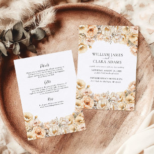 Modern Peony Watercolor Floral All In One Wedding Invitation