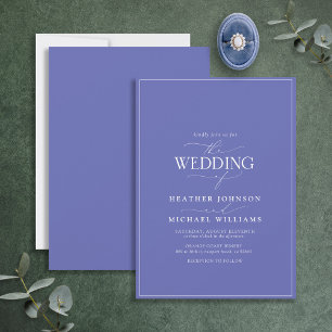 Modern Periwinkle Calligraphy Wedding Invitation