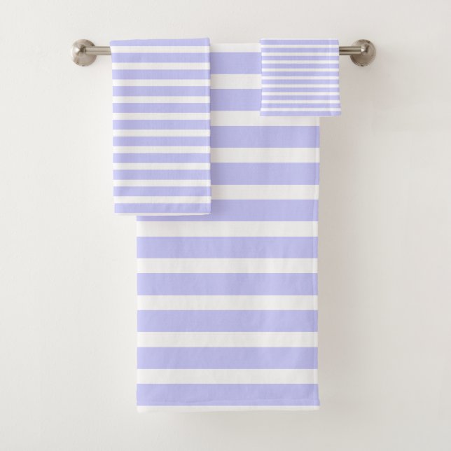 Modern Periwinkle White Stripes Pattern  Bath Towel Set (Insitu)