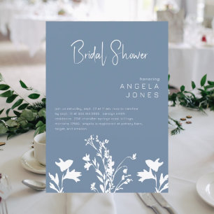 Modern Periwinkle White Wildflowers Bridal Shower Invitation