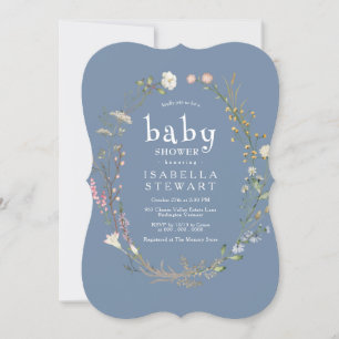 Modern Periwinkle Wildflower Cute Baby Shower Invitation