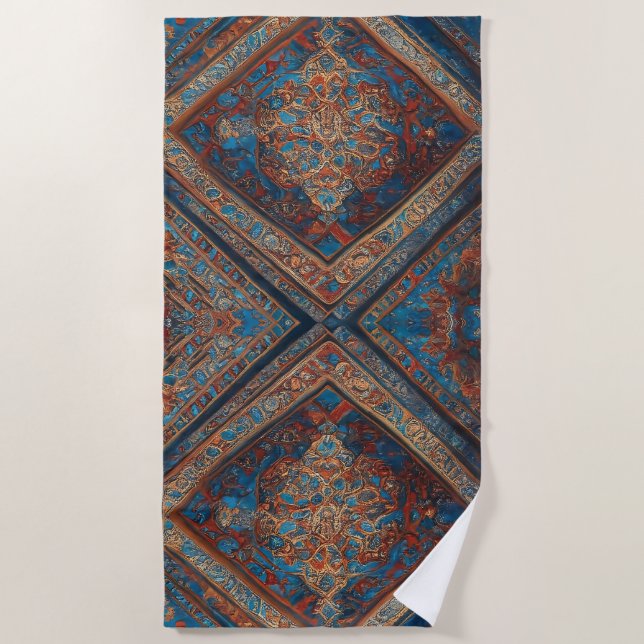Modern Persian Beautiful Old Pattern Collection Beach Towel (Front)