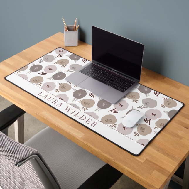 Modern Personal Dusty Pink Floral Girl's Dorm Room Desk Mat (Office 2)