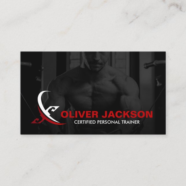 Modern Personal Fitness Coach Logo  Business Card (Front)