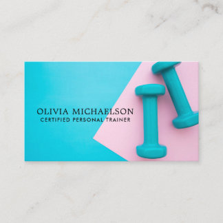 Modern Personal Fitness Trainer Dumbbell Weight Business Card