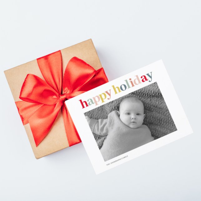 Modern Personal Photo | Colorful Happy Holiday Postcard (Creator Uploaded)