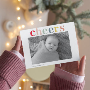 Modern Personal Photo   Colourful Cheers Postcard