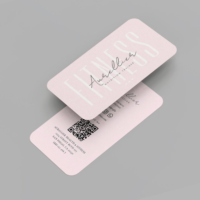 Modern Personal Trainer Fitness Dietician Pink  Business Card (Modern Personal Trainer Fitness Dietician Nutritionist Pink Business Card
)