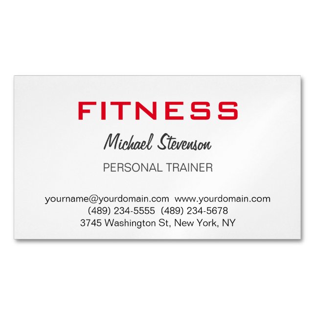Modern Personal Trainer Fitness Magnetic Business Card (Front)