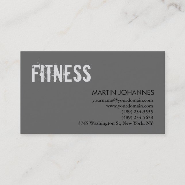 Modern Personal Trainer Grey Business Card (Front)