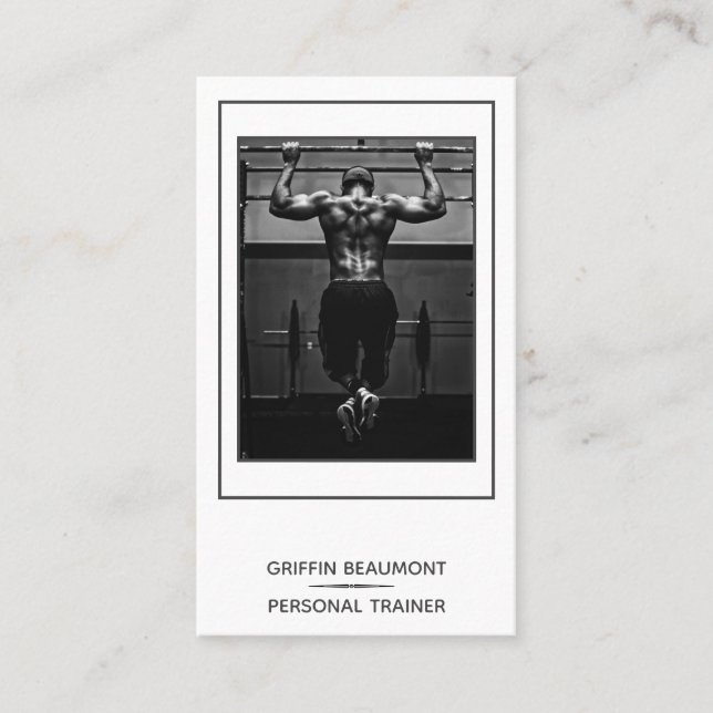 Modern Personal Trainer  Photo Business Card (Front)