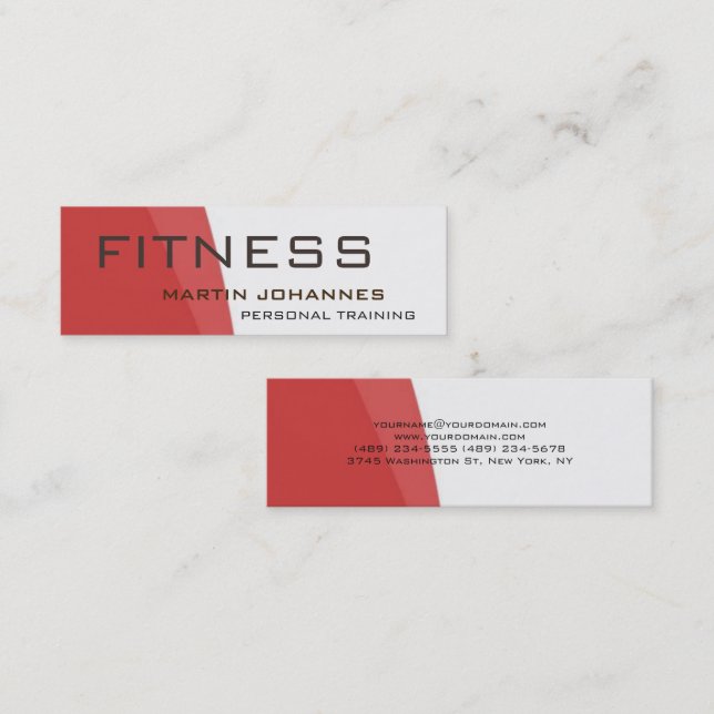 Modern Personal Trainer Sport Gym Bodybuilding Mini Business Card (Front/Back)