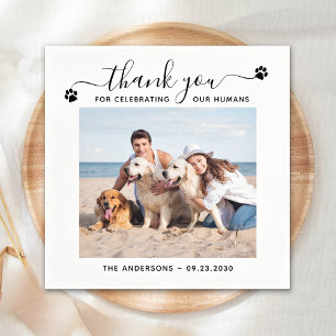 Modern Personalise Photo Thank You Pet Dog Wedding Napkin