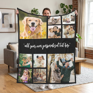 Modern Personalised 10 Photo Collage Fleece Blanket
