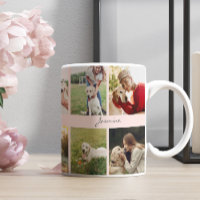 Modern Personalised 10 Photos Dog Blush Pink