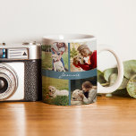 Modern Personalised 10 Photos Dog Teal Blue Coffee Mug<br><div class="desc">Celebrate your furbaby with this photo collage mug.</div>