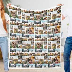 Modern Personalised 128 Photo Collage Fleece Blanket