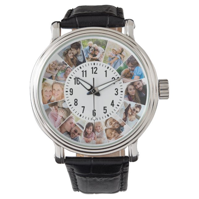 Modern Personalised 12 Photo Collage Watch (Front)
