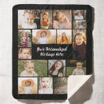 Modern Personalised 16 Photo Collage Custom Colour Sherpa Blanket<br><div class="desc">The Modern Personalised 16 Photo Collage Custom Colour Fleece Blanket offers a unique way to celebrate memories. Featuring 16 of your favourite photos arranged in a stylish collage, this blanket adds a personal touch to your home decor. You can customise the background colour to match your style, making it a...</div>