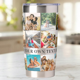Modern Personalised 18 Photo Collage Insulated Tumbler