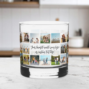 Modern Personalised 18 Photo Collage Whiskey Glass