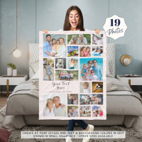 Modern Personalised 19 Photo Collage Pink Grey