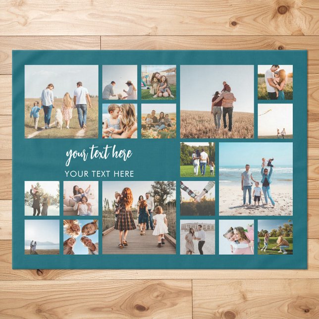 Modern Personalised 19 Photo Collage Tablecloth (Creator Uploaded)