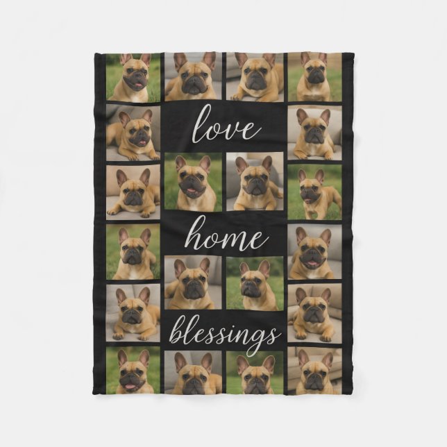 Modern Personalised 20 Photo Collage Custom Blanke Fleece Blanket (Front)