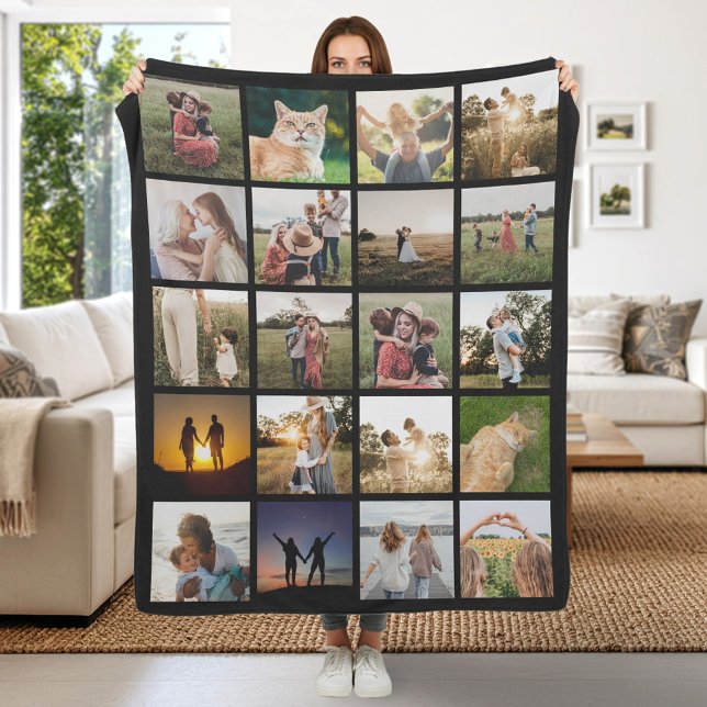 Modern Personalised 20 Photo Collage Fleece Blanket (Creator Uploaded)