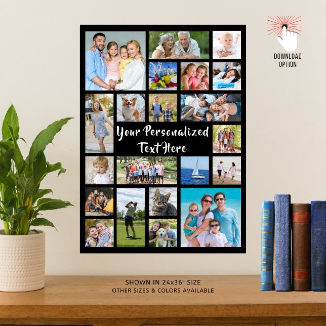 Modern Personalised 21 Photo Collage Custom Colour Poster (Creator Uploaded)