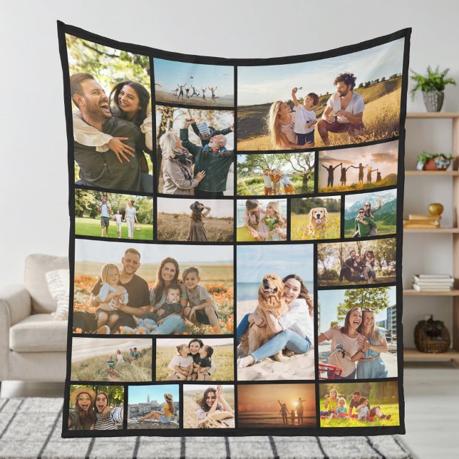 Modern Personalised 22 Photo Collage Fleece Blanket (Creator Uploaded)