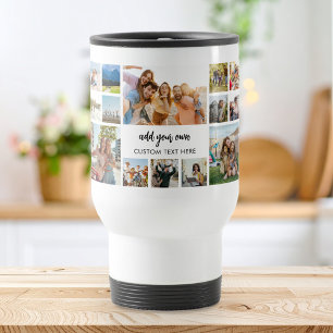 Modern Personalised 24 Photo Collage Travel Mug