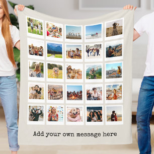 Modern Personalised 25 Photo Collage Fleece Blanket