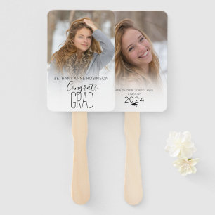 Modern Personalised 2 Photo Graduation Hand Fan