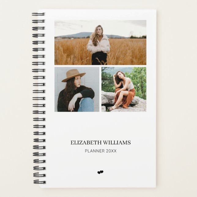 Modern Personalised 3 Photo Collage Planner (Front)