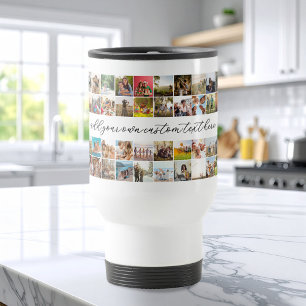 Modern Personalised 48 Photo Collage Travel Mug