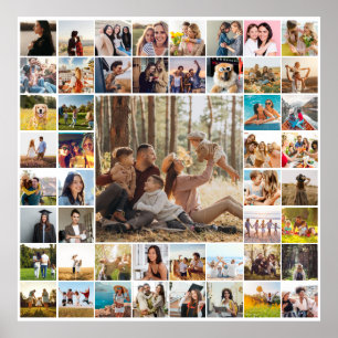 Modern Personalised 49 Photo Collage Poster