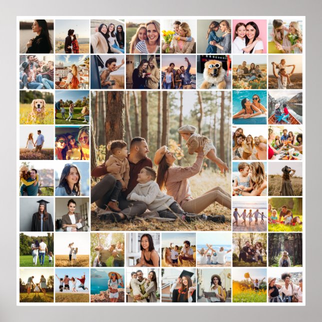Modern Personalised 49 Photo Collage Poster (Front)