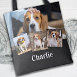 Modern Personalised 4 Pet Photo Name Dog Lover Tote Bag<br><div class="desc">Celebrate your best friend with a custom dog photo collage tote bag . This unique pet photo tote bag is the perfect gift for yourself, family or friends. Customise with four of your favourite dog's photos. Personalise with name. See 'personalise this template' to change photos. COPYRIGHT © 2020 Judy Burrows,...</div>