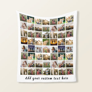 Modern Personalised 56 Photo Collage Fleece Blanket