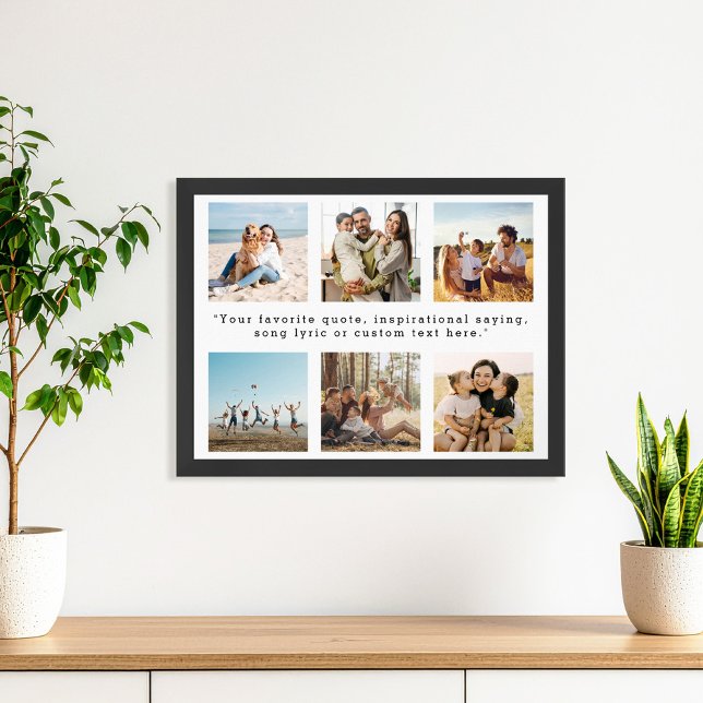 Modern Personalised 6 Photo Collage Custom Quote Poster (Creator Uploaded)