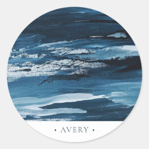 Modern Personalised Abstract Classic Round Sticker